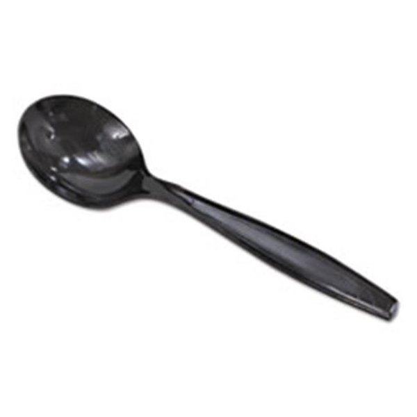 Dixie Food Service Dixie Food Service DXESH517 Plastic Cutlery Heavyweight Soup Spoons; Black - 5.75 in. - 1000 Per Carton SH517